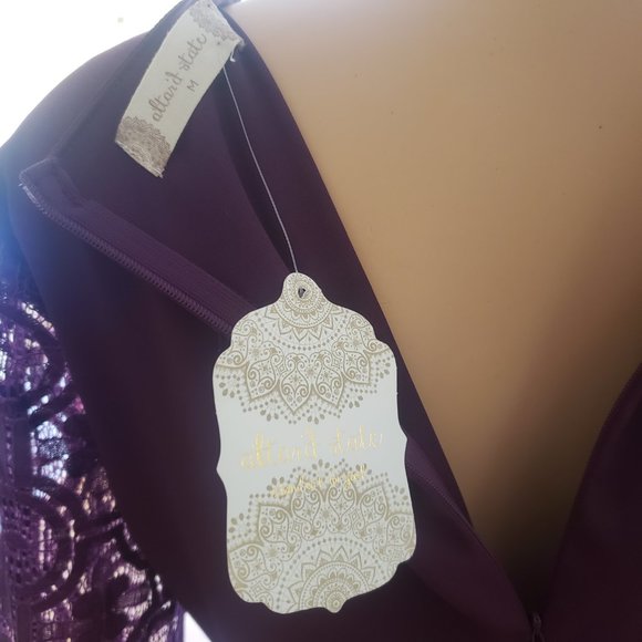 Altar'd State Women's NEW Plum Bell Lace Sleeve Dress NWT - Picture 5 of 8